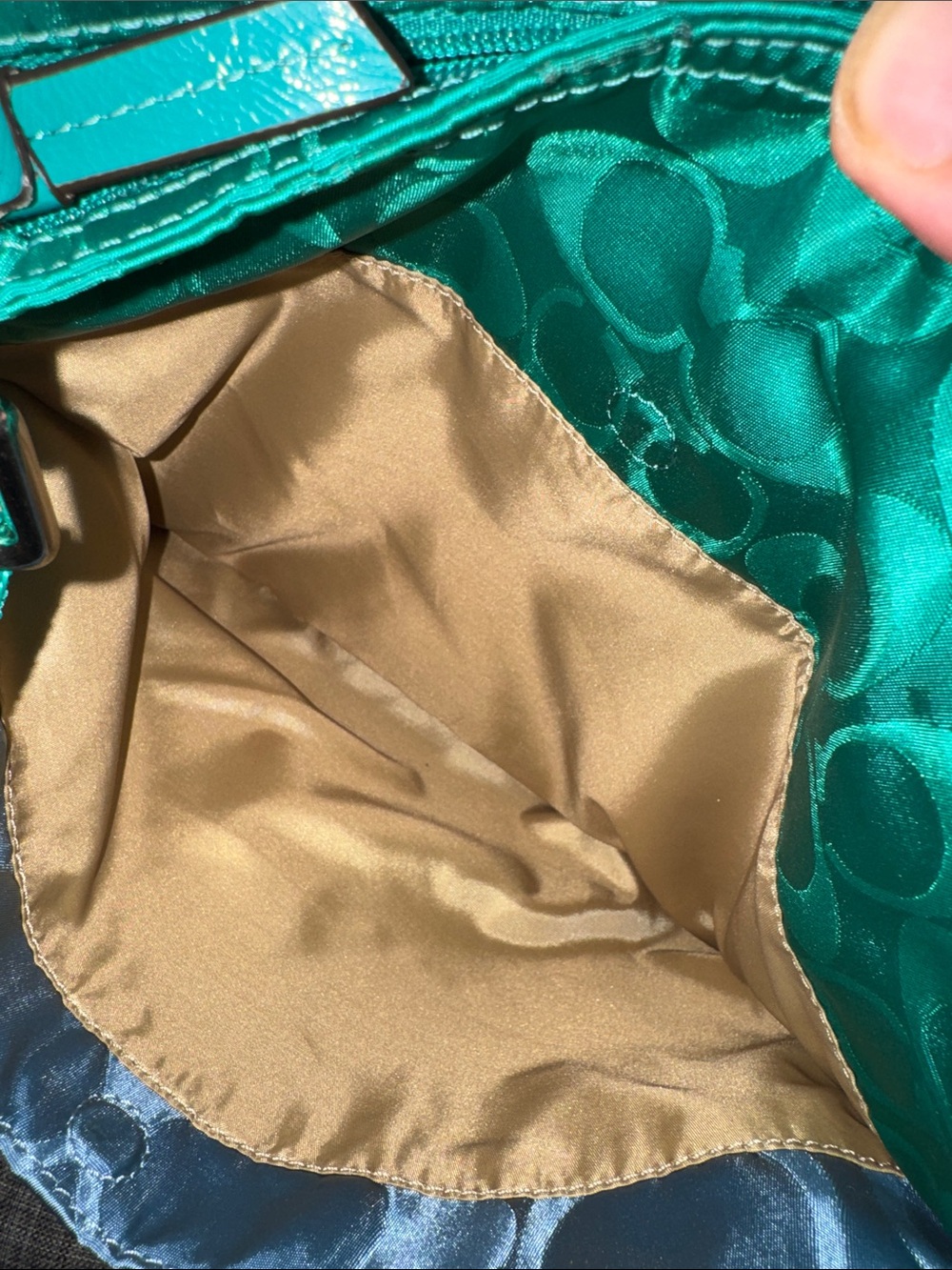 Coach Bag Getaway Green Blue Colorblock  Signature Logo Jacquard Crossbody Bag - Picture 12 of 17